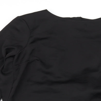 Missguided Womens Black  Satin Basic Blouse Size 8  - Open Back