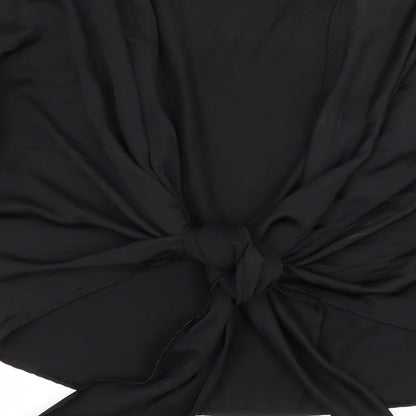 Missguided Womens Black  Satin Basic Blouse Size 8  - Open Back