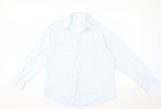 Impressions Womens Blue Floral  Basic Button-Up Size 16