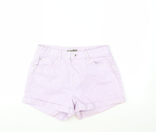 Denim & Co. Womens Purple  Denim Cut-Off Shorts Size 12