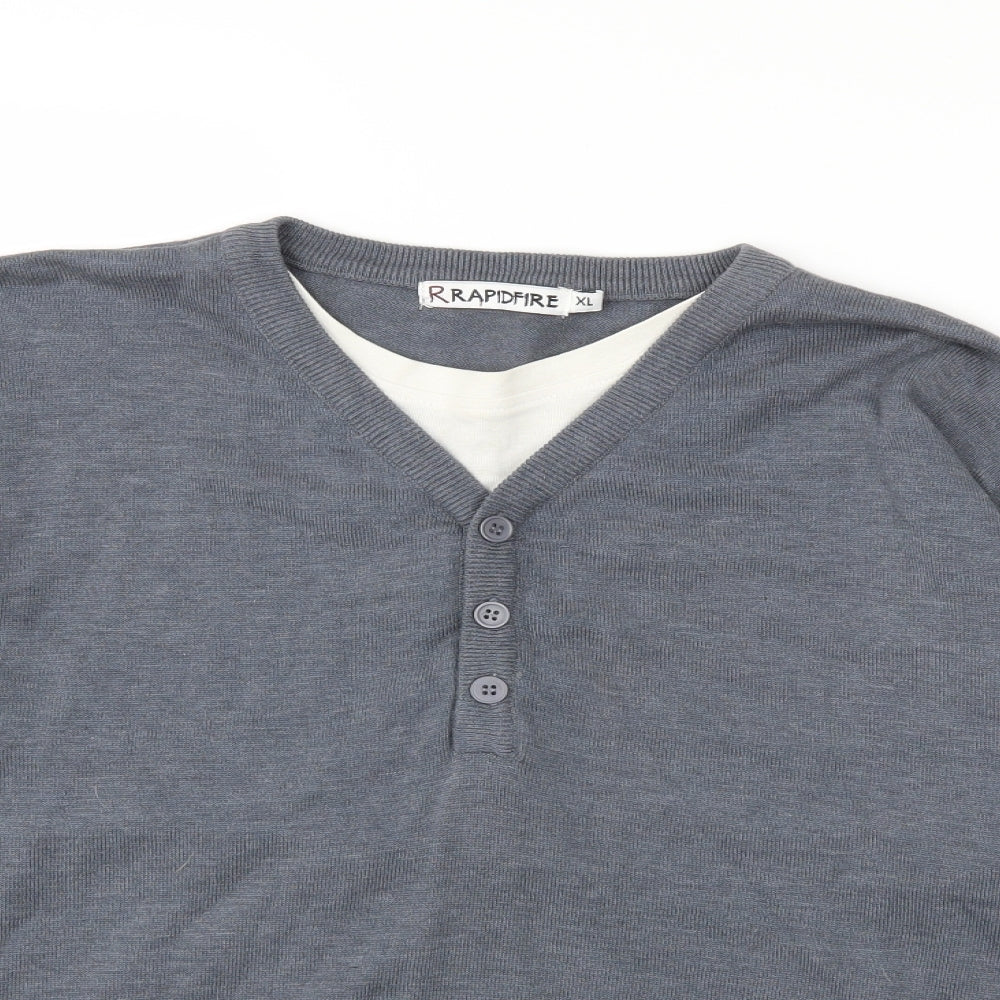Rapid Fire Mens Grey  Knit Pullover Jumper Size XL
