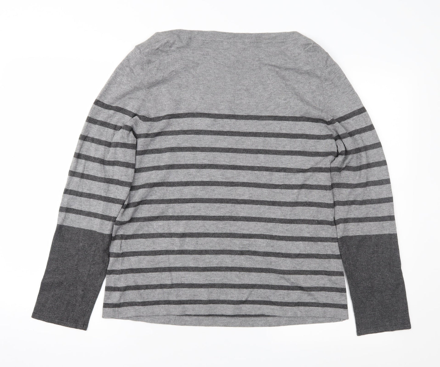 Minuet Womens Grey Striped Knit Pullover Jumper Size L