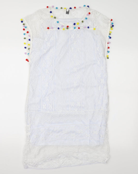 My Dress Room Womens White Geometric Lace Shift  Size XL