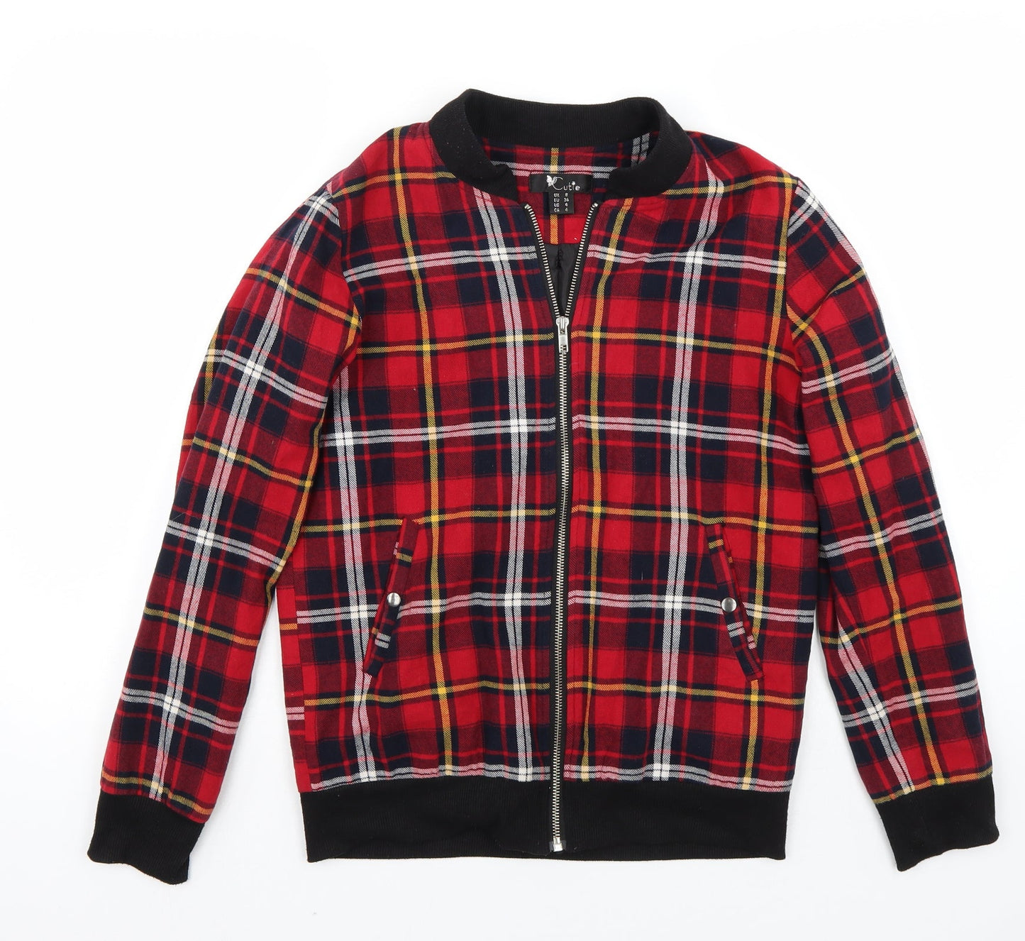 Cutie Womens Red Check  Jacket Coat Size 8