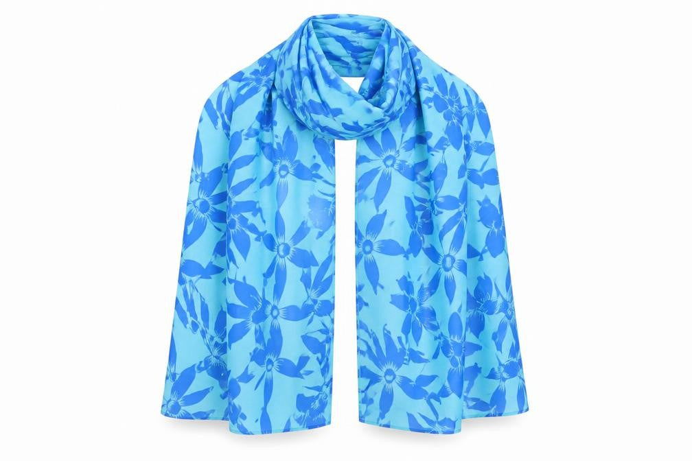 Preworn Womens Blue Floral   Shawl/Wrap