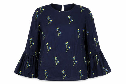 Warehouse Womens Blue Floral  Basic T-Shirt Size 8