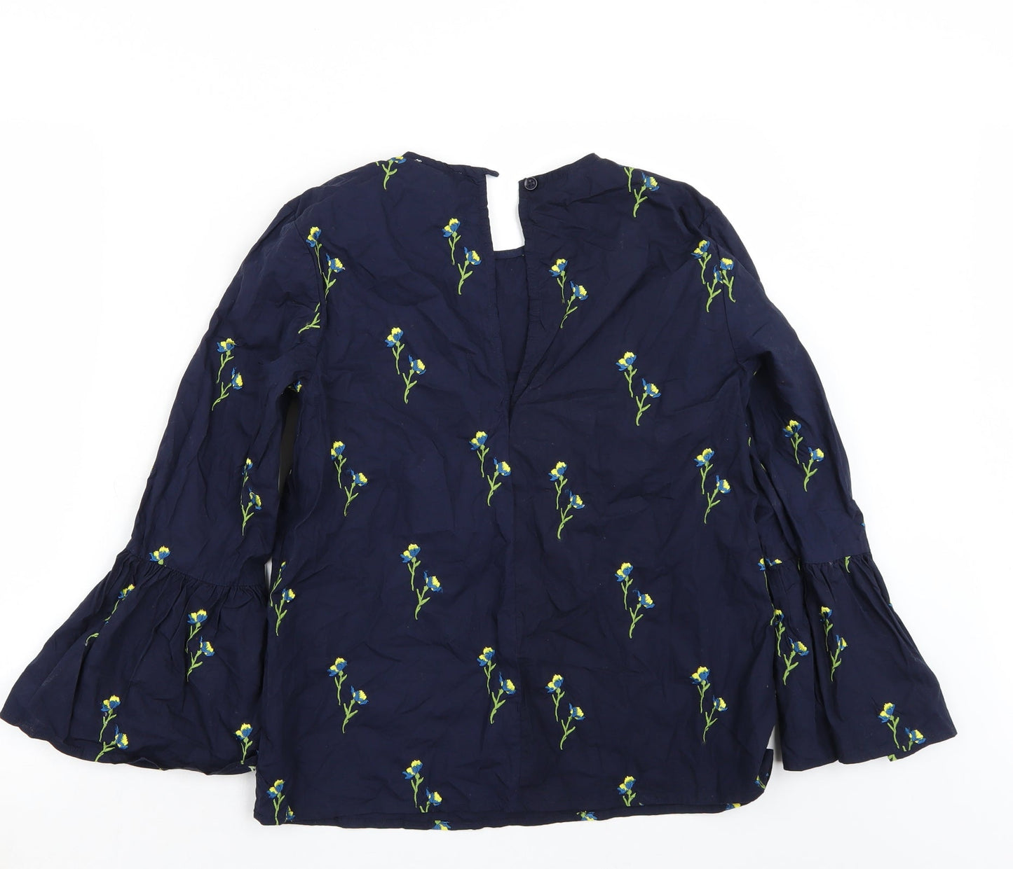 Warehouse Womens Blue Floral  Basic T-Shirt Size 8