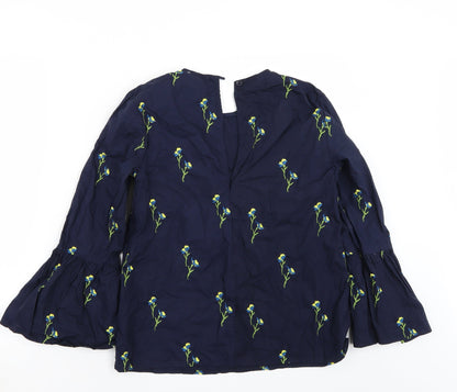 Warehouse Womens Blue Floral  Basic T-Shirt Size 8