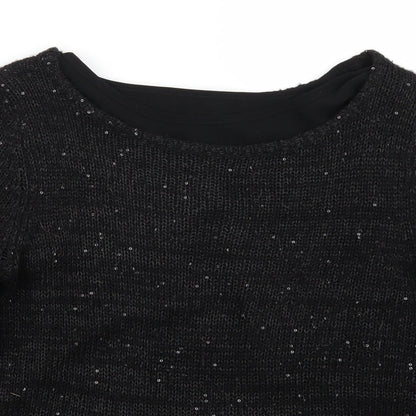 Fransa Womens Black   Pullover Jumper Size S