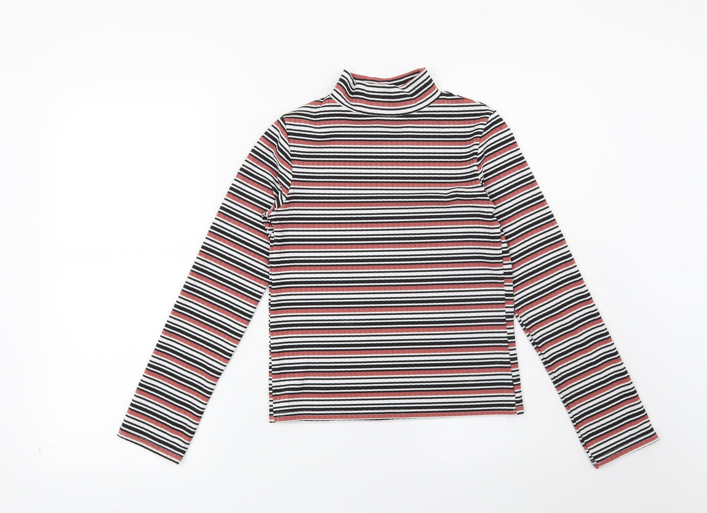Preworn Girls Red Striped  Basic Blouse Size 12 Years