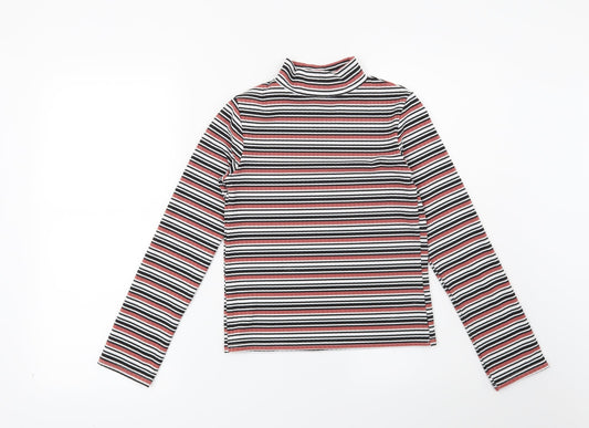Preworn Girls Red Striped  Basic Blouse Size 12 Years