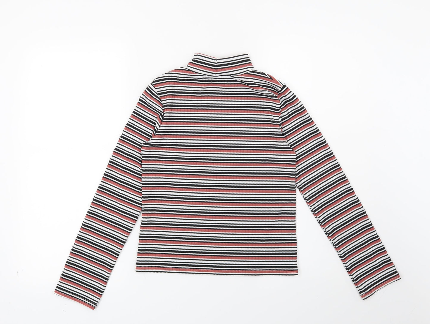 Preworn Girls Red Striped  Basic Blouse Size 12 Years