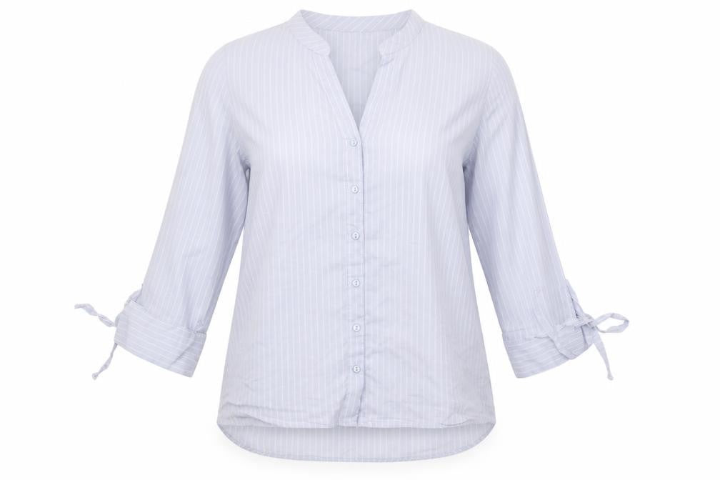 Preworn Womens Blue Striped  Basic Button-Up Size L