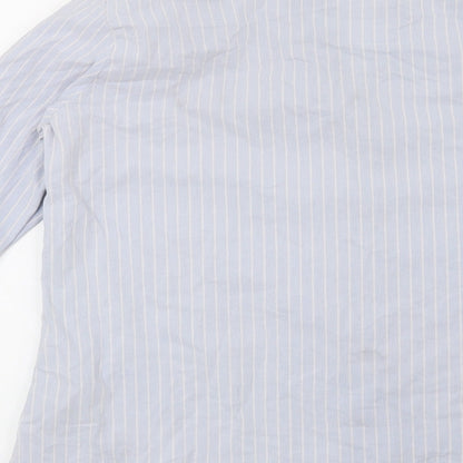 Preworn Womens Blue Striped  Basic Button-Up Size L