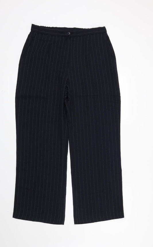 Marks and Spencer Womens Blue Striped  Trousers  Size 14 L28 in