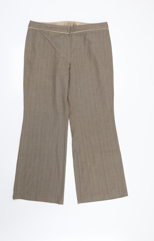 Marks and Spencer Womens Brown Striped  Trousers  Size 14 L28 in