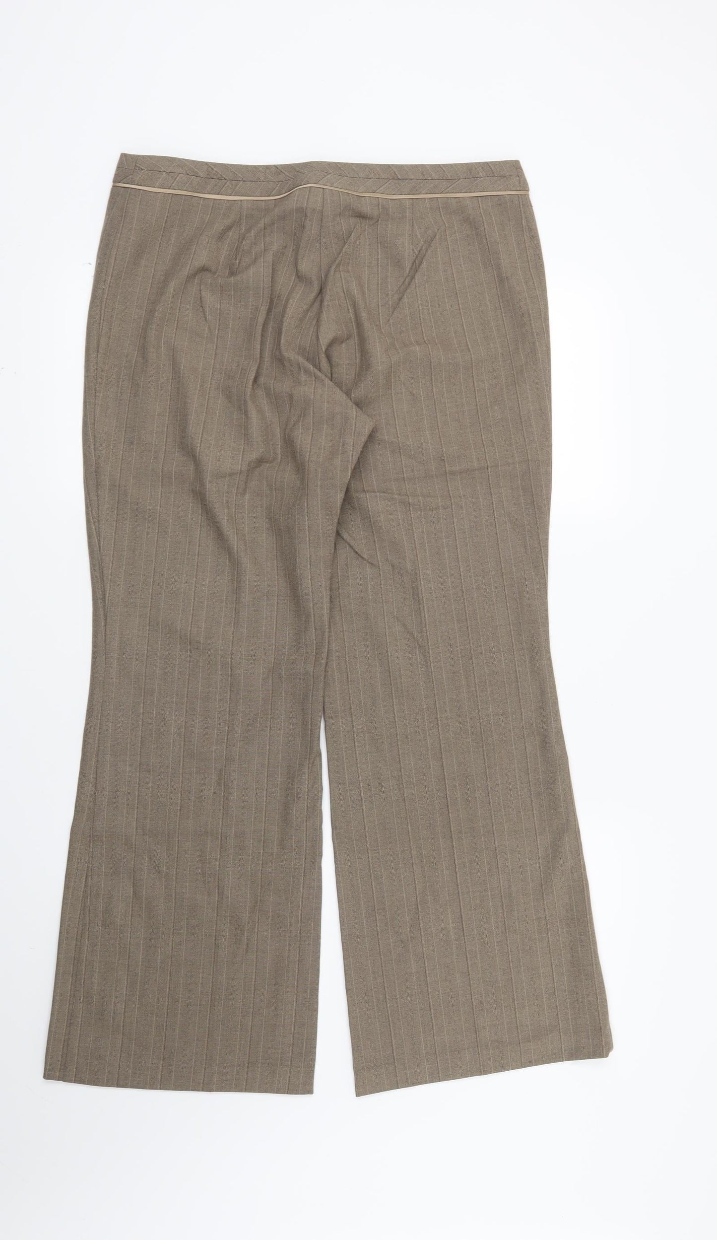 Marks and Spencer Womens Brown Striped  Trousers  Size 14 L28 in