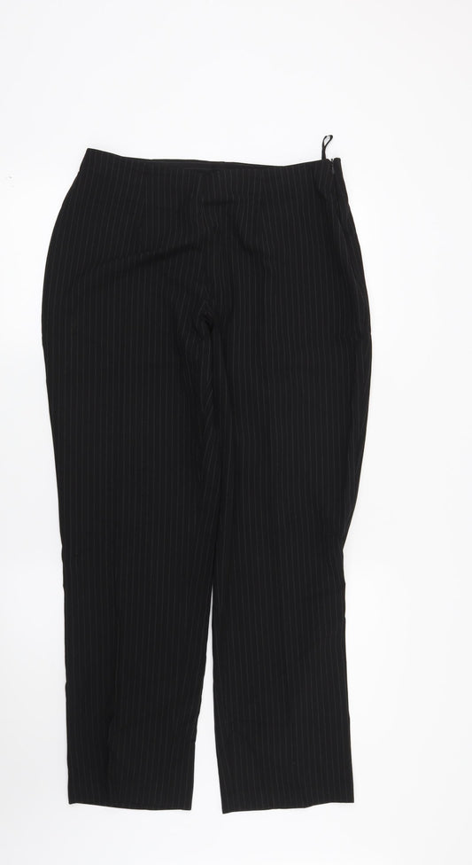 Marks and Spencer Womens Black Striped  Trousers  Size 14 L29 in