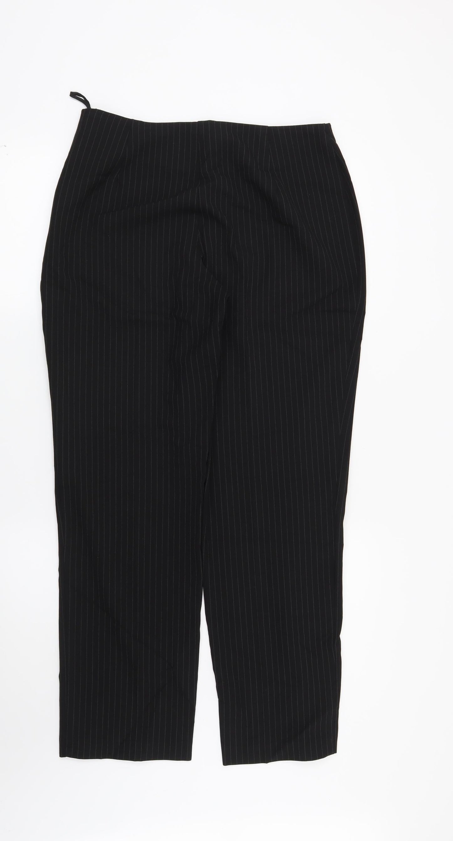 Marks and Spencer Womens Black Striped  Trousers  Size 14 L29 in