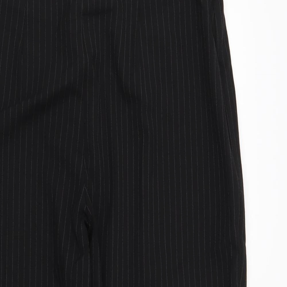 Marks and Spencer Womens Black Striped  Trousers  Size 14 L29 in
