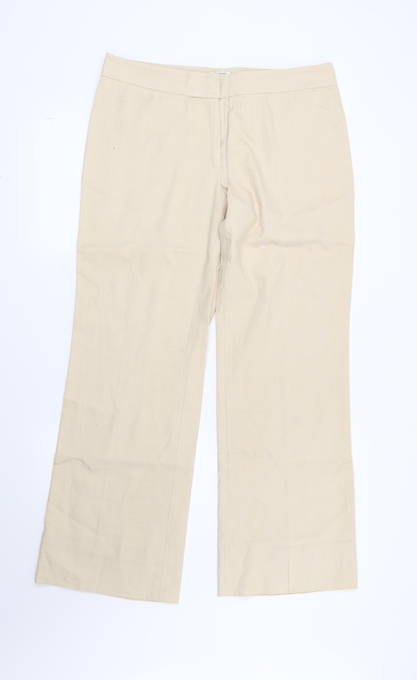 Marks and Spencer Womens Beige Geometric  Trousers  Size 14 L30 in
