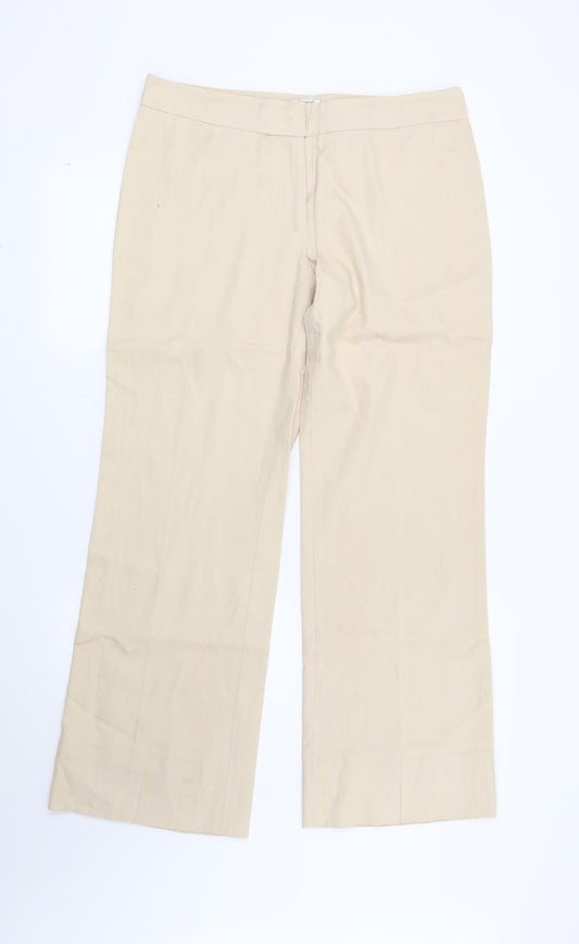 Marks and Spencer Womens Beige Geometric  Trousers  Size 14 L30 in