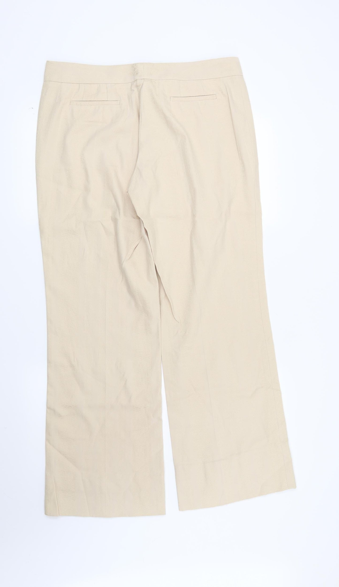 Marks and Spencer Womens Beige Geometric  Trousers  Size 14 L30 in