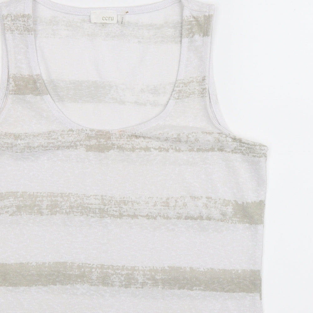 ecru Womens White Striped  Basic Tank Size S