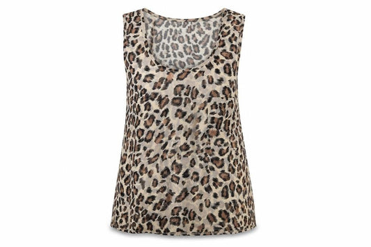 CAMEO ROSE Womens Brown Animal Print  Basic Tank Size 10