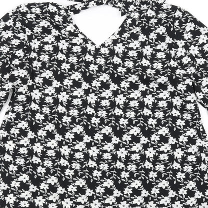 Preloved Papaya Womens Black Floral  Basic Blouse Size 14 - Label