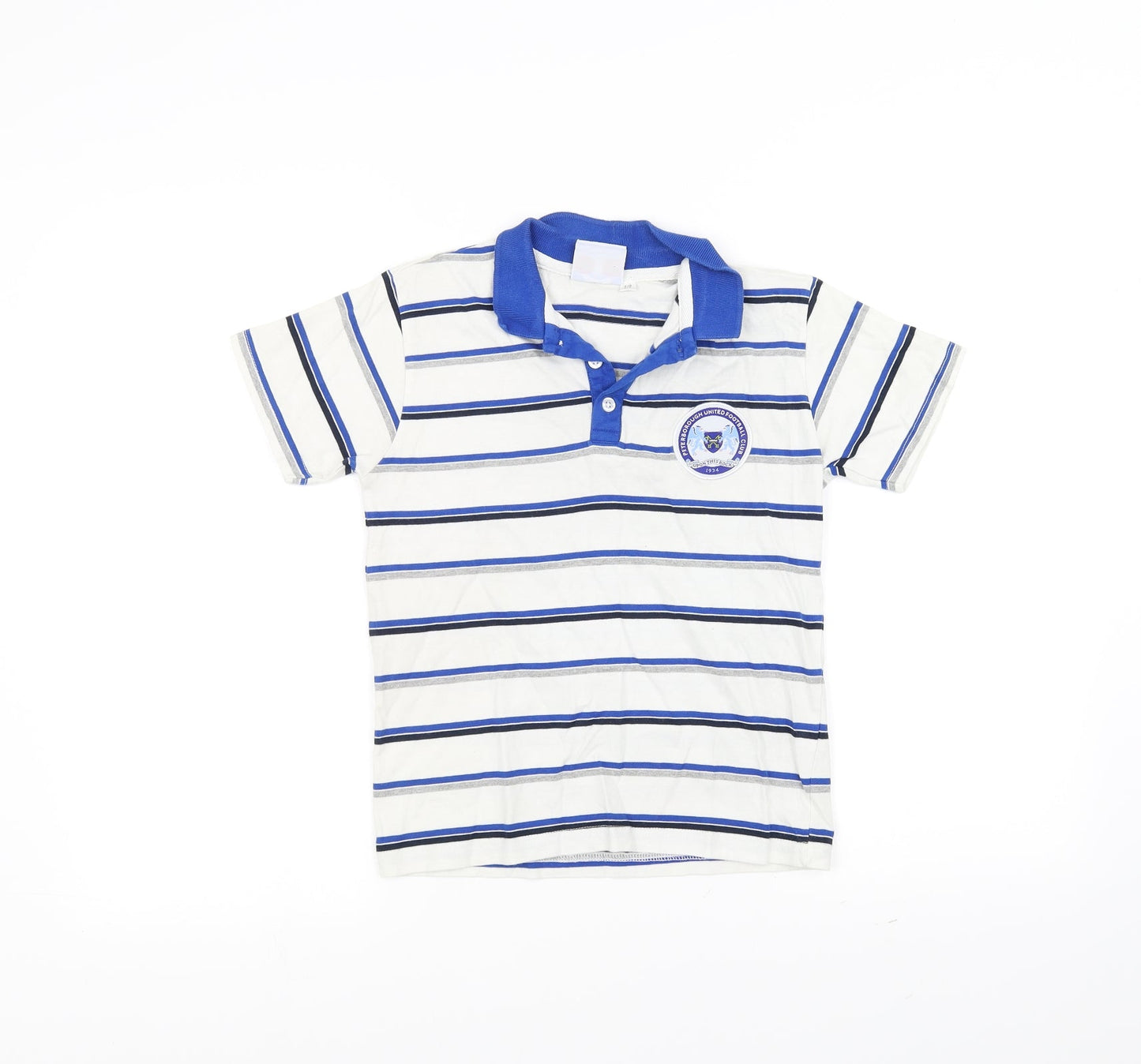 Peterborough United Boys Blue Striped  Basic Polo Size 7-8 Years