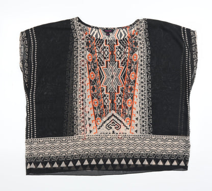 Simply Be Womens Black Geometric  Basic Blouse Size 12