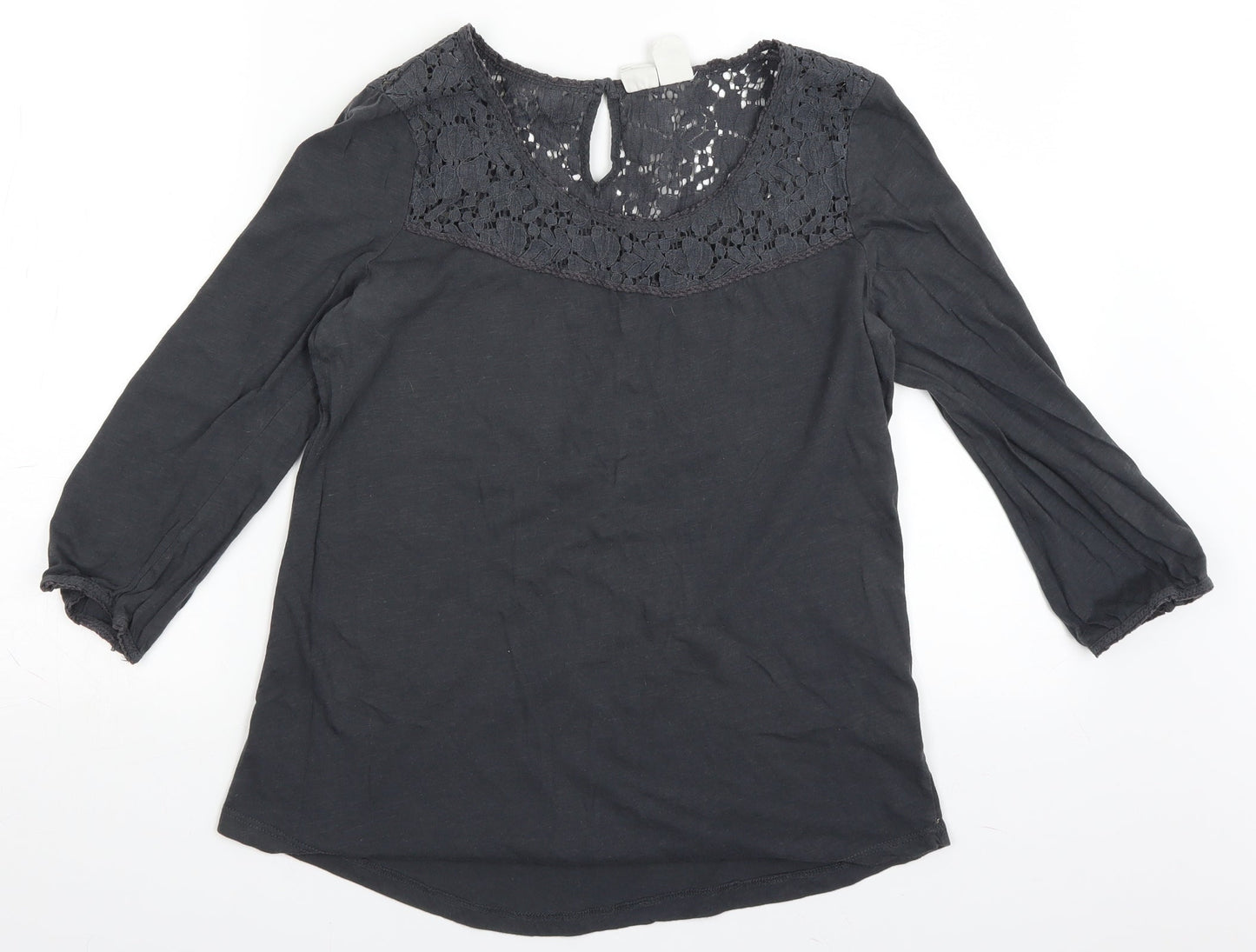 H&M Womens Grey   Basic Blouse Size M  - lace