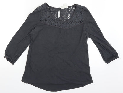 H&M Womens Grey   Basic Blouse Size M  - lace