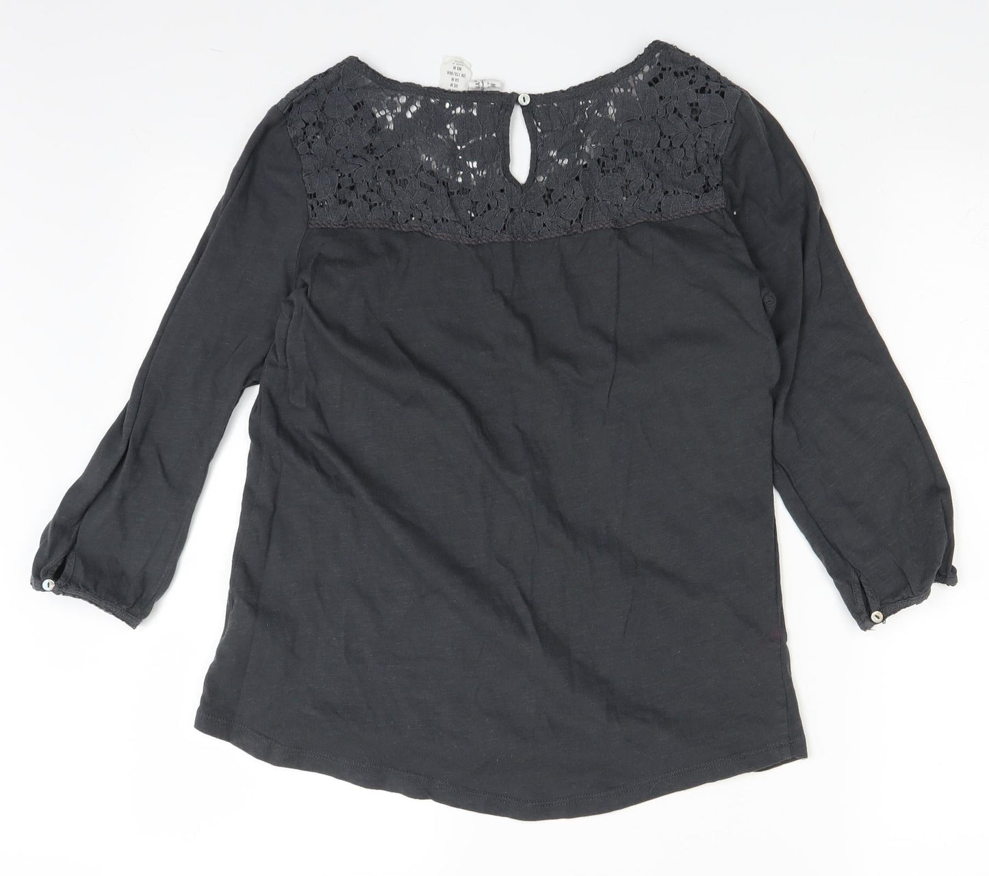 H&M Womens Grey   Basic Blouse Size M  - lace