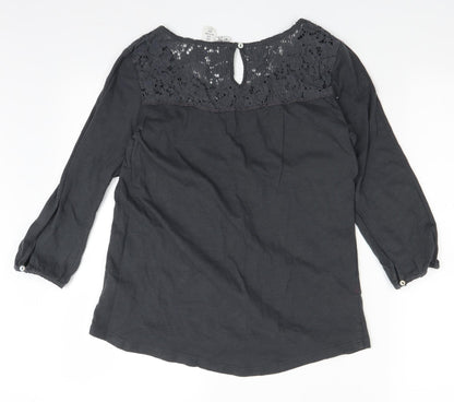 H&M Womens Grey   Basic Blouse Size M  - lace