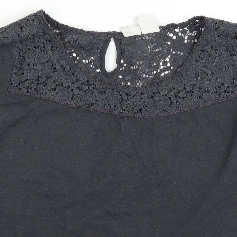 H&M Womens Grey   Basic Blouse Size M  - lace