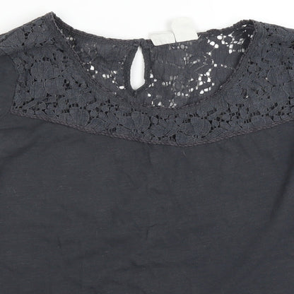 H&M Womens Grey   Basic Blouse Size M  - lace