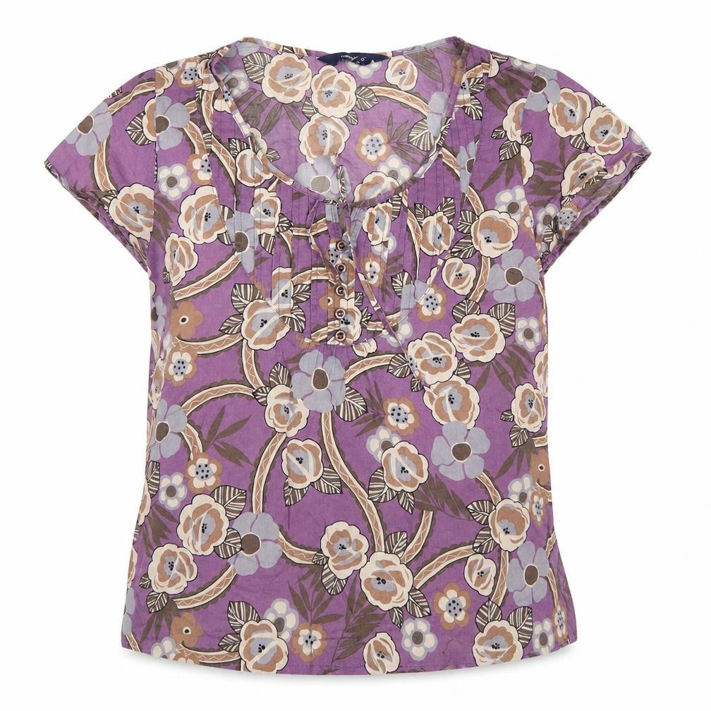 Casual Club Womens Purple Floral  Basic Blouse Size 14