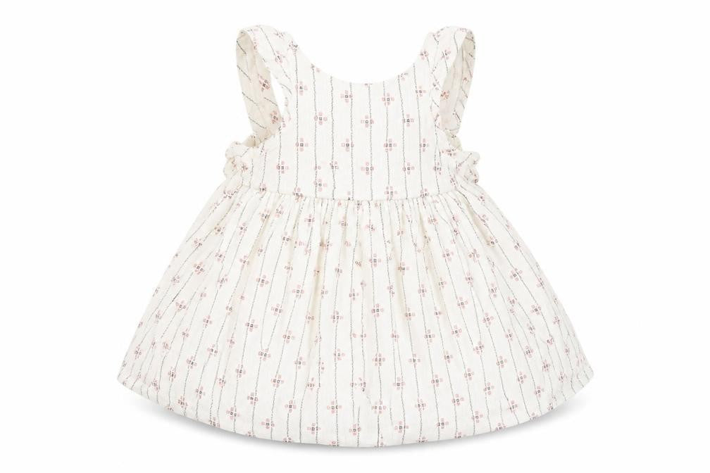 Marks & Spencer Girls White Striped  Pinafore/Dungaree Dress  Size 3-6 Months