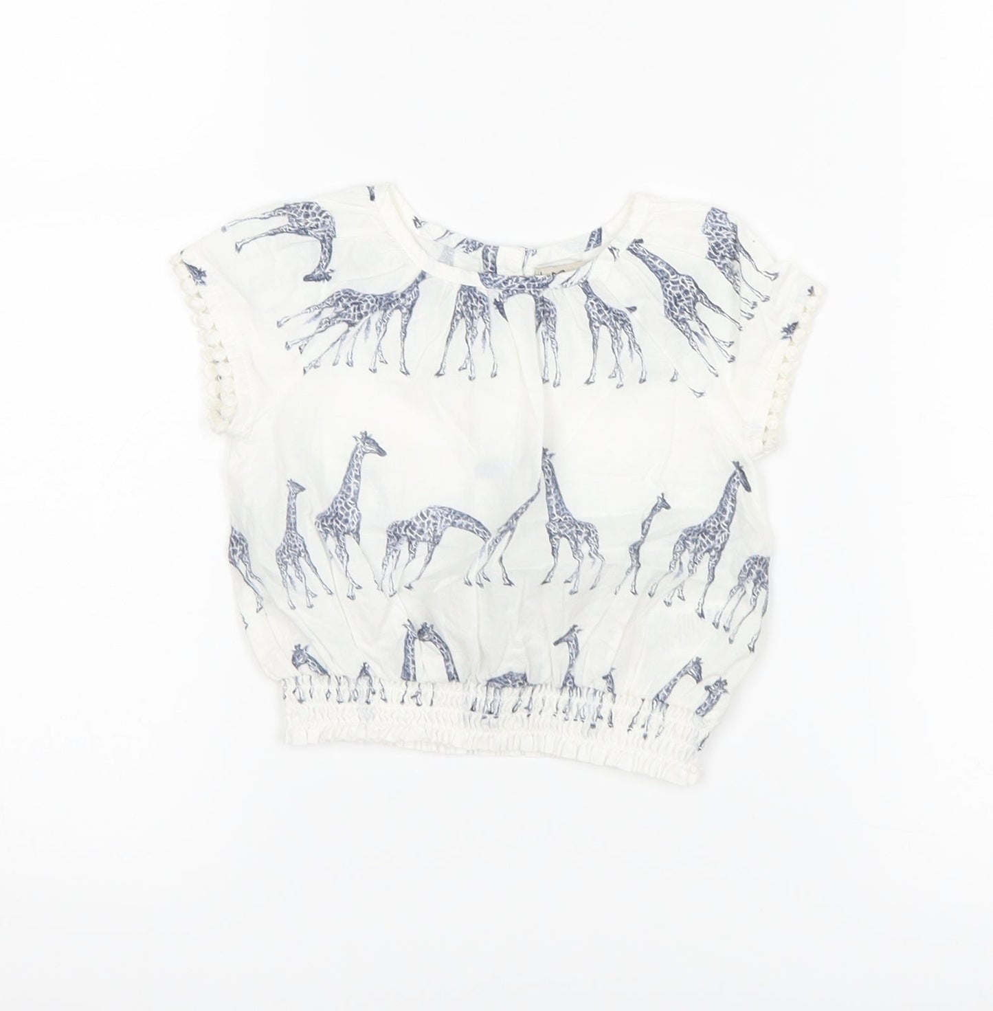 NEXT Girls White   Basic T-Shirt Size 3-6 Months  - Giraffe Print