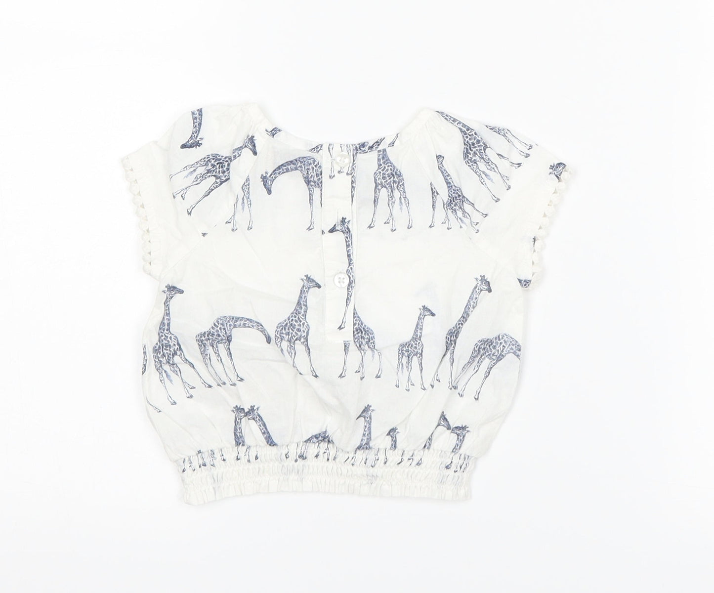 NEXT Girls White   Basic T-Shirt Size 3-6 Months  - Giraffe Print
