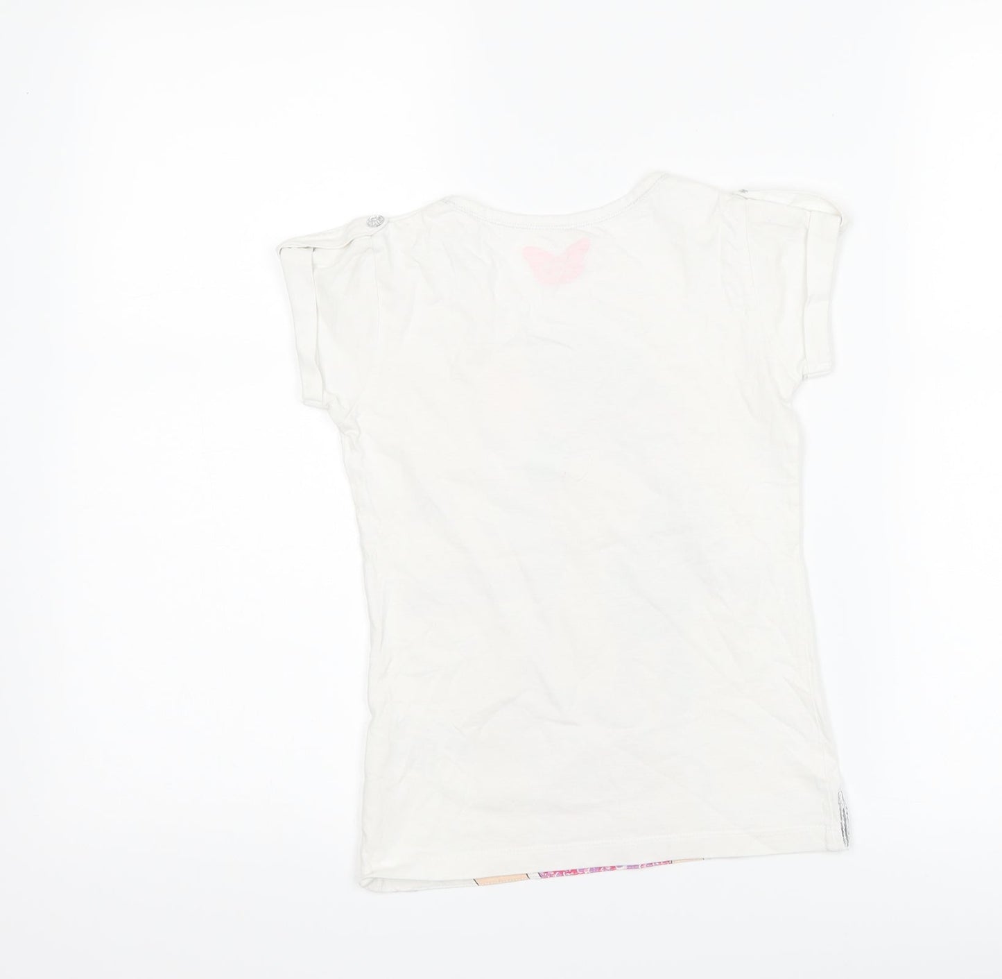 Matalan Girls White   Basic T-Shirt Size 6-7 Years  - Graphic