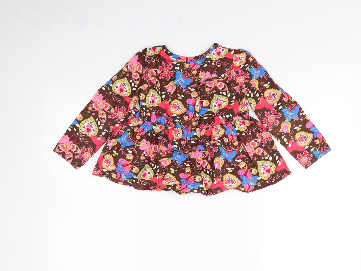 Butterfly Girls Brown Floral  Basic Blouse Size 5 Years