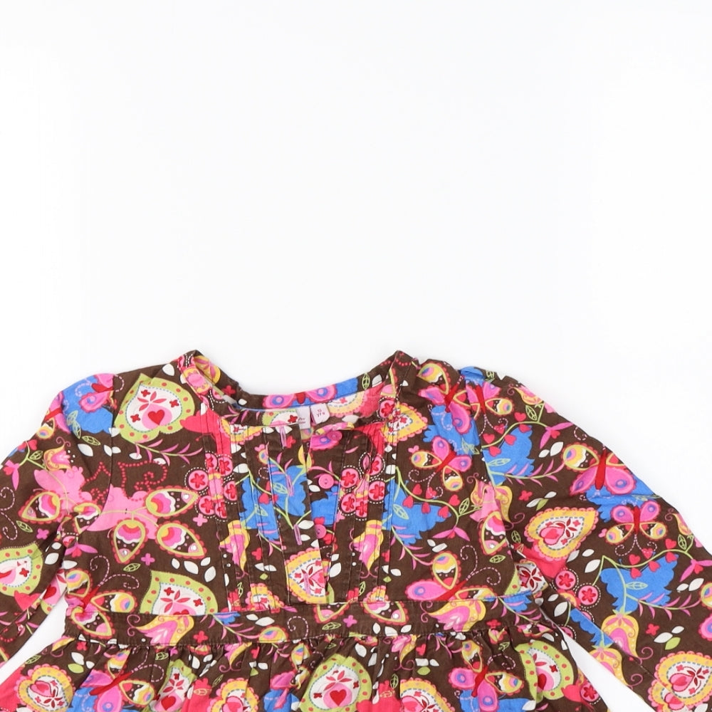 Butterfly Girls Brown Floral  Basic Blouse Size 5 Years