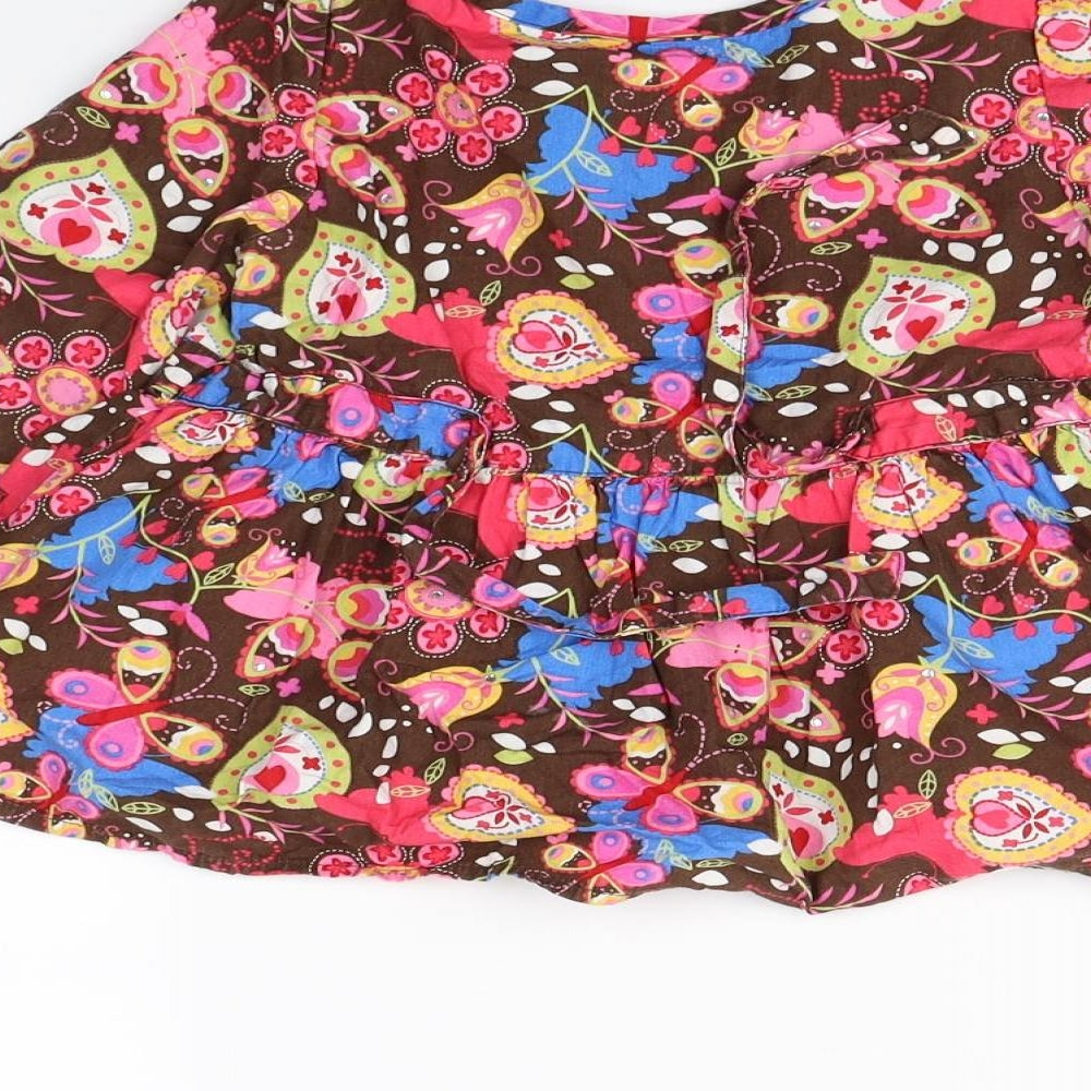 Butterfly Girls Brown Floral  Basic Blouse Size 5 Years