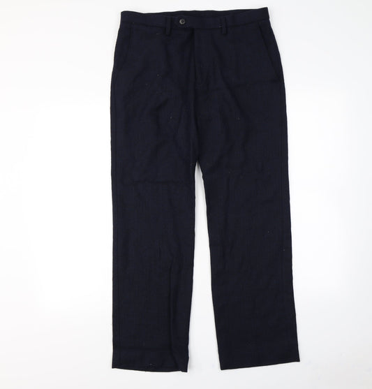 m&S Mens Blue   Dress Pants Trousers Size 32 in L30 in