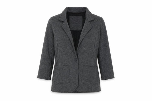 Denim & Co. Womens Grey   Jacket  Size 8  - Shoulder Pads