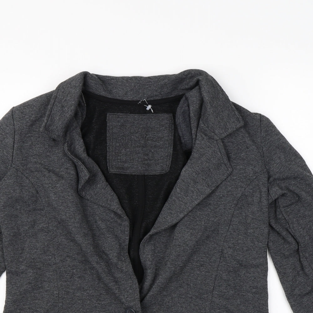 Denim & Co. Womens Grey   Jacket  Size 8  - Shoulder Pads