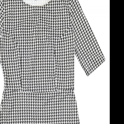 Preloved New Look Womens Black Houndstooth  Bodycon  Size 8 - Detail